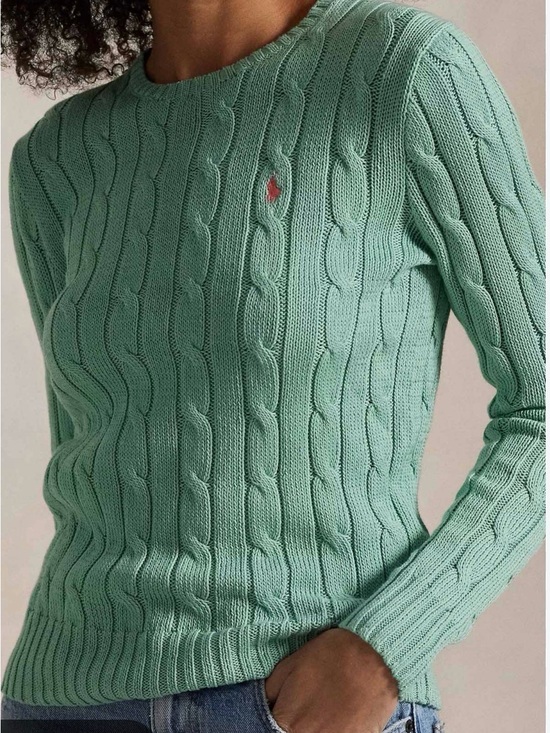 Ralph Lauren Sweaters - Ralph Lauren Mint Green Cable-Knit Crewneck Sweater